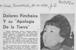 Dolores Pincheira y su "Apología de la tierra".