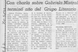 Con charla sobre Gabriela Mistral terminó año del Grupo Literario.