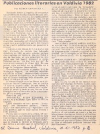 Publicaciones literarias en valdivia 1982