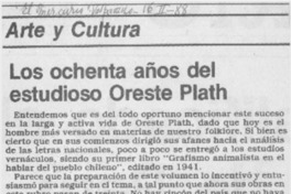 Los ochenta años del estudioso Oreste Plath