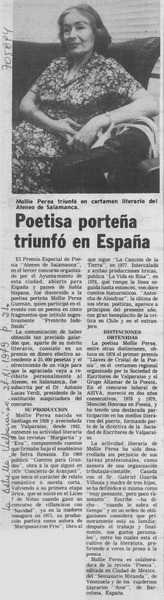 Poetisa porteña triunfó en España.