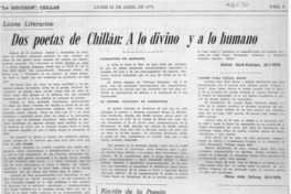 Dos poetas de Chillán: a lo divino y a lo humano