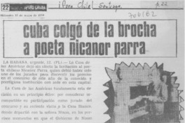 Cuba colgó de la brocha a poeta Nicanor Parra.