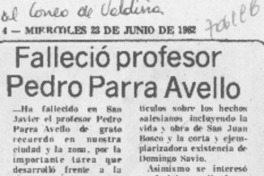 Falleció profesor Pedro Parra Avello.
