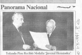 Yolando Pino recibió medalla "Juvenal Hernández".