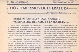 Martín Panero y don Quijote "Caballero del amor y la justicia" --