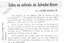 Sobre un artículo de Salvador Reyes