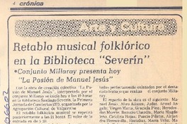Retablo musical folklórico en la Biblioteca "Severín".