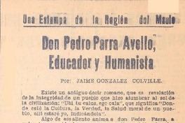 Don Pedro Parra Avello, educador y humanista