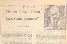 Nicanor Parra, "Poesía rusa contemporanea"