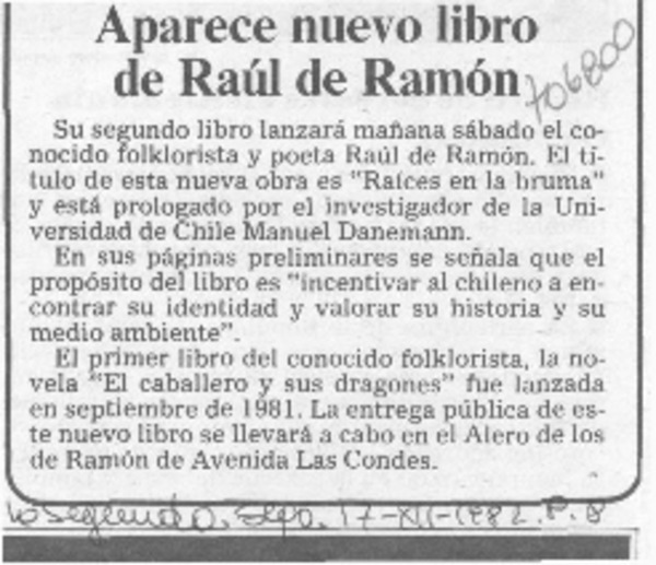 Aparece nuevo libro de Raúl de Ramón.