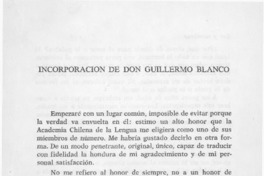 Incorporación de don Blanco Guillermo.