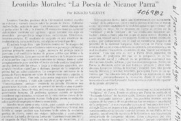 Leonidas Morales "La poesía de Nicanor Parra"