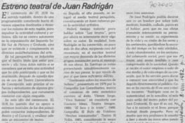 Estreno teatral de Juan Radrigán