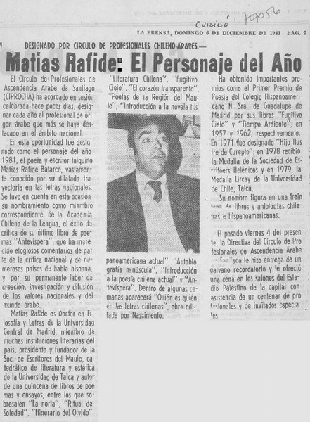 Matías Rafide: el personaje del año.