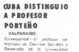Cuba distinguió a profesor porteño.