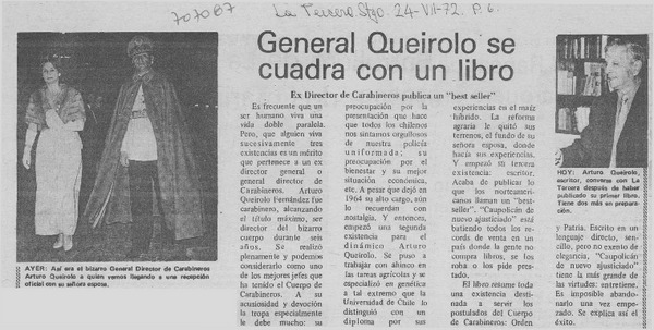 General Queirolo se cuadra con un libro.