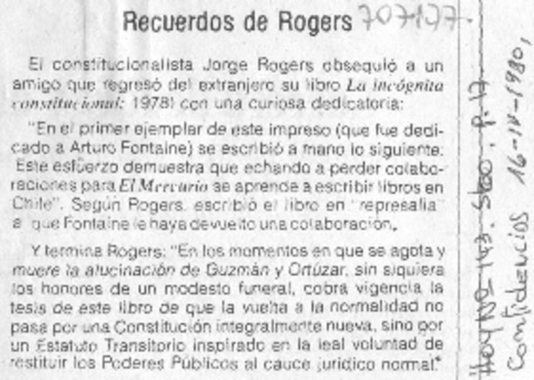 Recuerdos de Rogers.