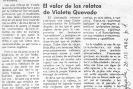 El Valor de los relatos de Violeta Quevedo.