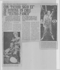 Con "Payaso siglo XX" se estrena en Chile el "teatro-pánico".
