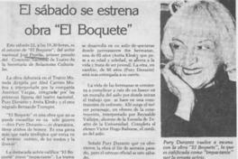 El Sábado se estrena obra "El Boquete".