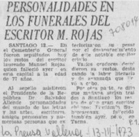 Personalidades en los funerales del escritor M. Rojas.