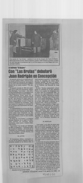 Con "Las brutas" debutará Juan Radrigán en Concepción.