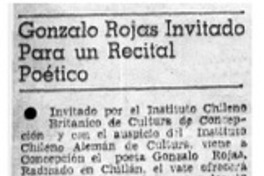 Gonzalo Rojas invitado para un recital poético.