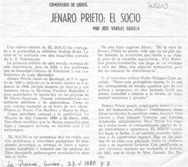 Jenaro Prieto: el socio