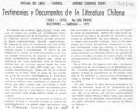 Testimonios y documentos de la literatura chilena (1842-1975)