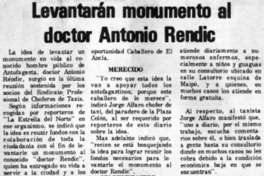 Levantarán monumento al doctor Antonio Rendic.