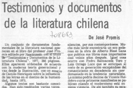 Testimonios y documentos de la literatura chilena
