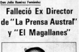Falleció ex Director de "La Prensa Austral" y "El Magallanes".