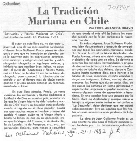 La tradición Mariana en Chile