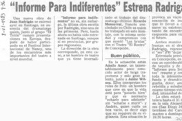 "Informe para indiferentes" estrena Radrigán.