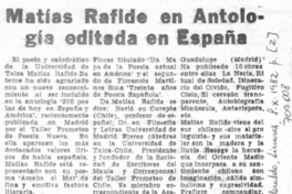 Matías Rafide en antología editada en España.