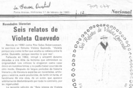 Seis relatos de Violeta Quevedo.