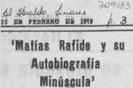 Matías Rafide y su Autobiografía minúscula