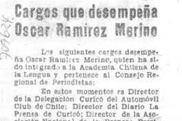 Cargos que desempeña Oscar Ramírez Merino.