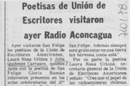 Poetisas de unión de escritores visitaron ayer radio Aconcagua.