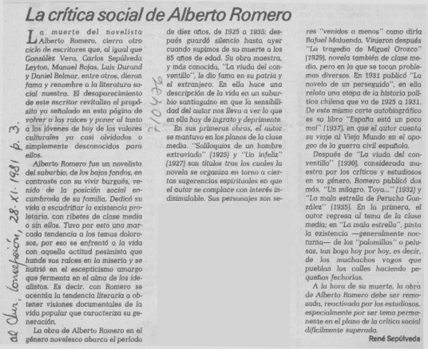 La crítica social de Alberto Romero