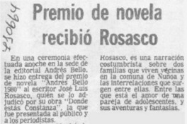 Premio de novela recibió Rosasco.