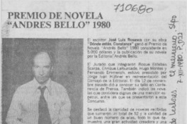 Premio de novela "Andrés Bello" 1980.