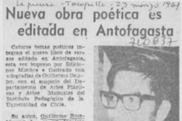 Nueva obra poética es editada en Antofagasta.