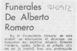 Funerales de Alberto Romero.