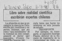 Libro sobre realidad científica escribirán expertos chilenos.