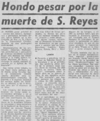 Hondo pesar por la muerte de S. Reyes.