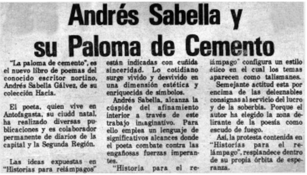Andrés Sabella y su paloma de cemento.