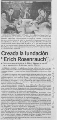 Creada la fundación "Erich Rosenrauch".