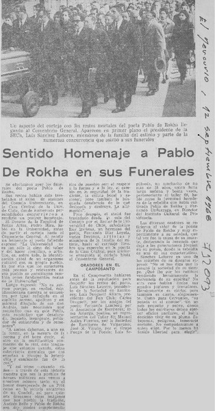 Sentido homenaje a Pablo de Rokha en sus funerales.